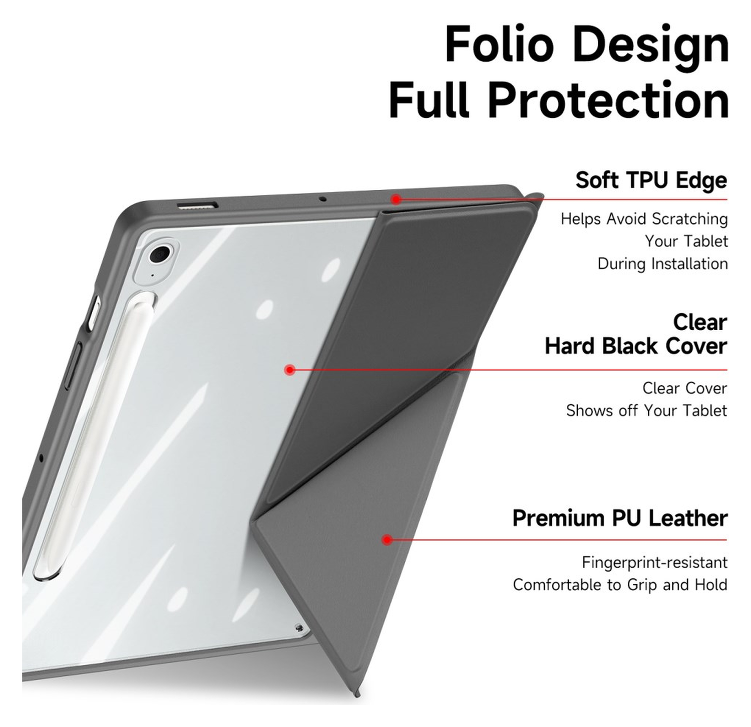 Dux Ducis Magi Samsung Galaxy Tab S10 FE Plus Hoes V-Fold Book Case Grijs afbeelding 5