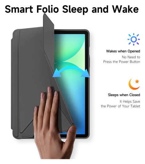Dux Ducis Magi Samsung Galaxy Tab S10 FE Plus Hoes V-Fold Book Case Grijs afbeelding 4
