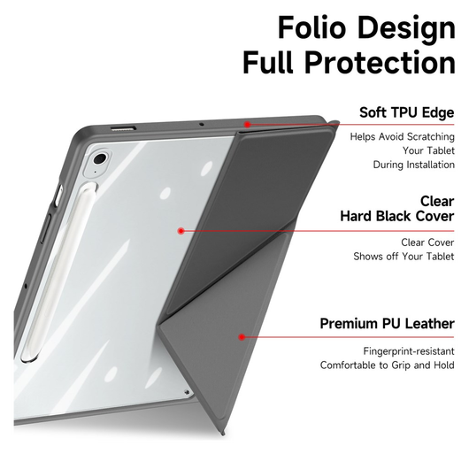 Dux Ducis Magi Samsung Galaxy Tab S10 FE Plus Hoes V-Fold Book Case Grijs afbeelding 5