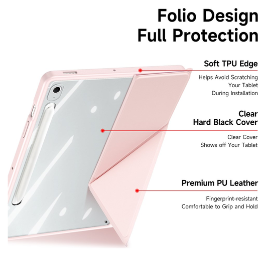 Dux Ducis Magi Samsung Galaxy Tab S10 FE Plus Hoes V-Fold Book Case Roze afbeelding 5