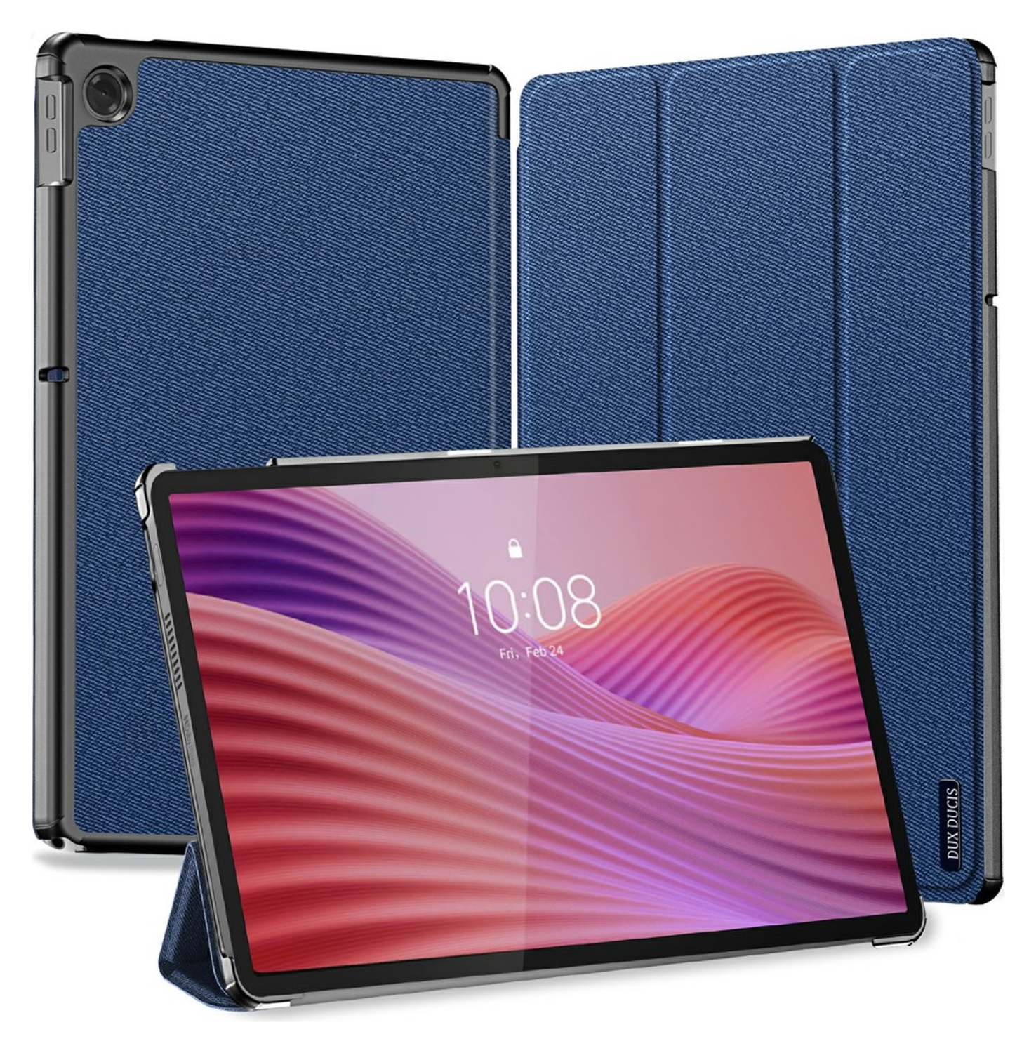 Dux Ducis Domo Lenovo Tab K10 Gen 2 Hoes Tri-Fold Book Case Blauw afbeelding 1