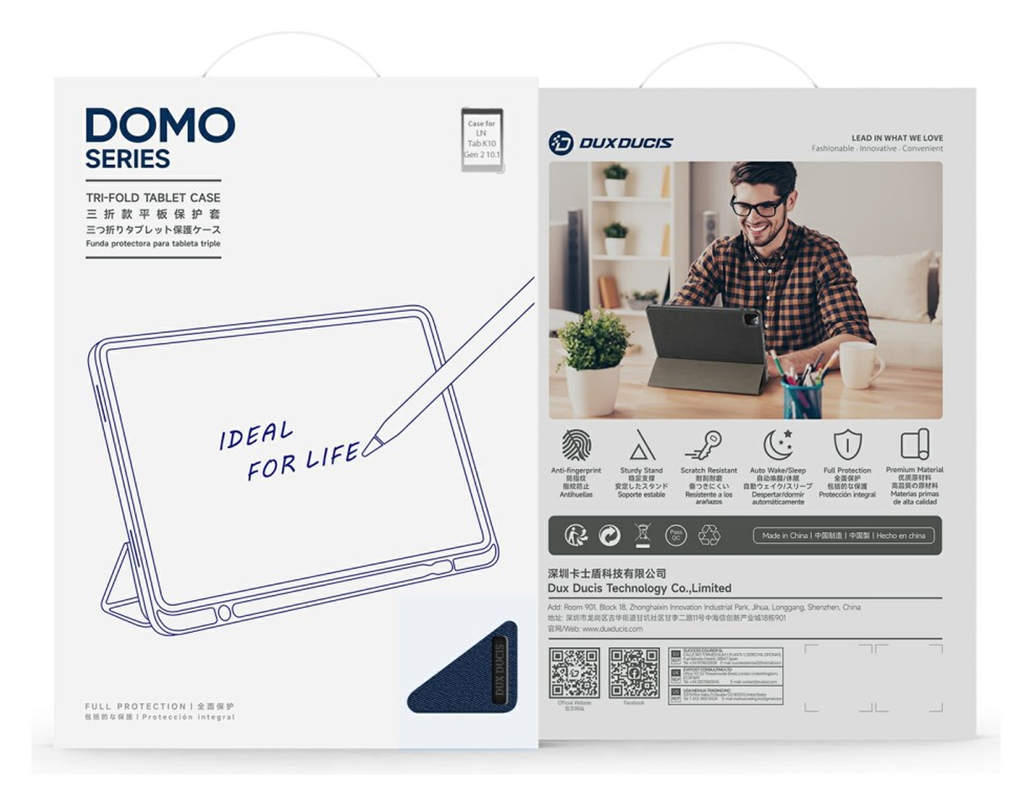 Dux Ducis Domo Lenovo Tab K10 Gen 2 Hoes Tri-Fold Book Case Blauw afbeelding 9