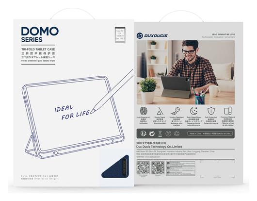 Dux Ducis Domo Lenovo Tab K10 Gen 2 Hoes Tri-Fold Book Case Blauw afbeelding 9