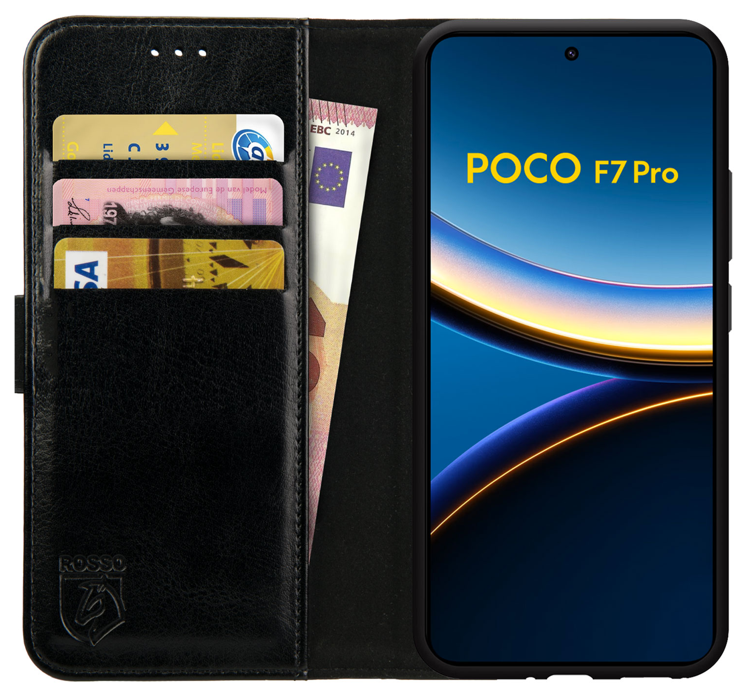 Rosso Element Xiaomi Poco F7 Pro Hoesje Book Case Wallet Zwart afbeelding 1