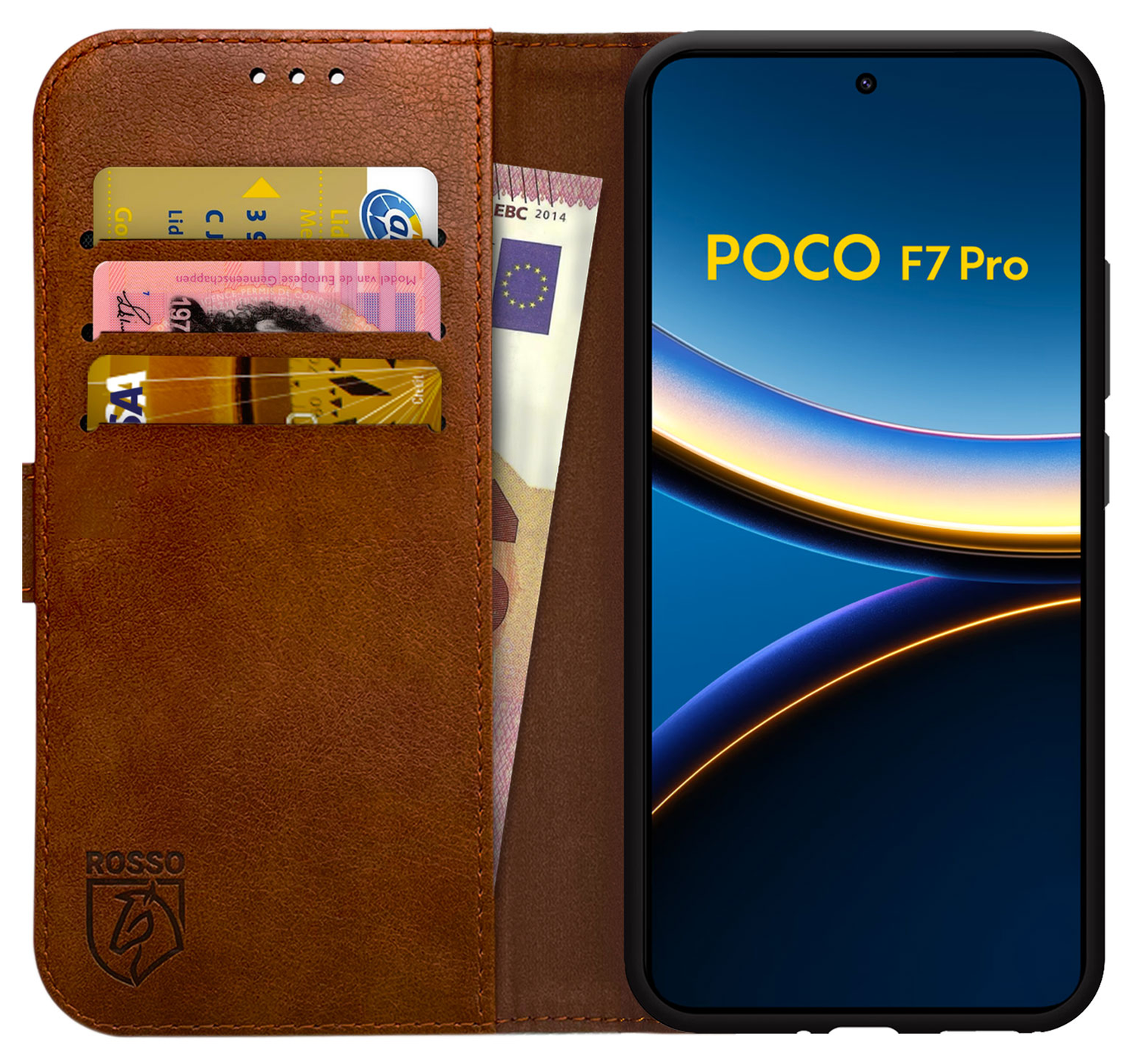 Rosso Element Xiaomi Poco F7 Pro Hoesje Book Case Wallet Bruin afbeelding 1