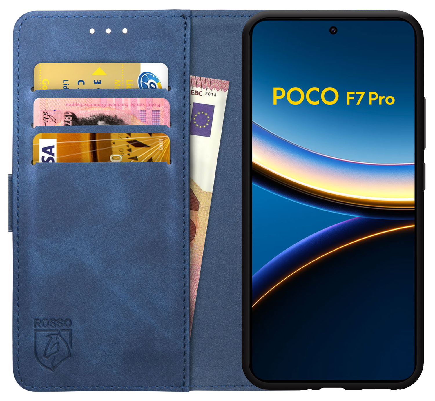 Rosso Element Xiaomi Poco F7 Pro Hoesje Book Case Wallet Blauw afbeelding 1