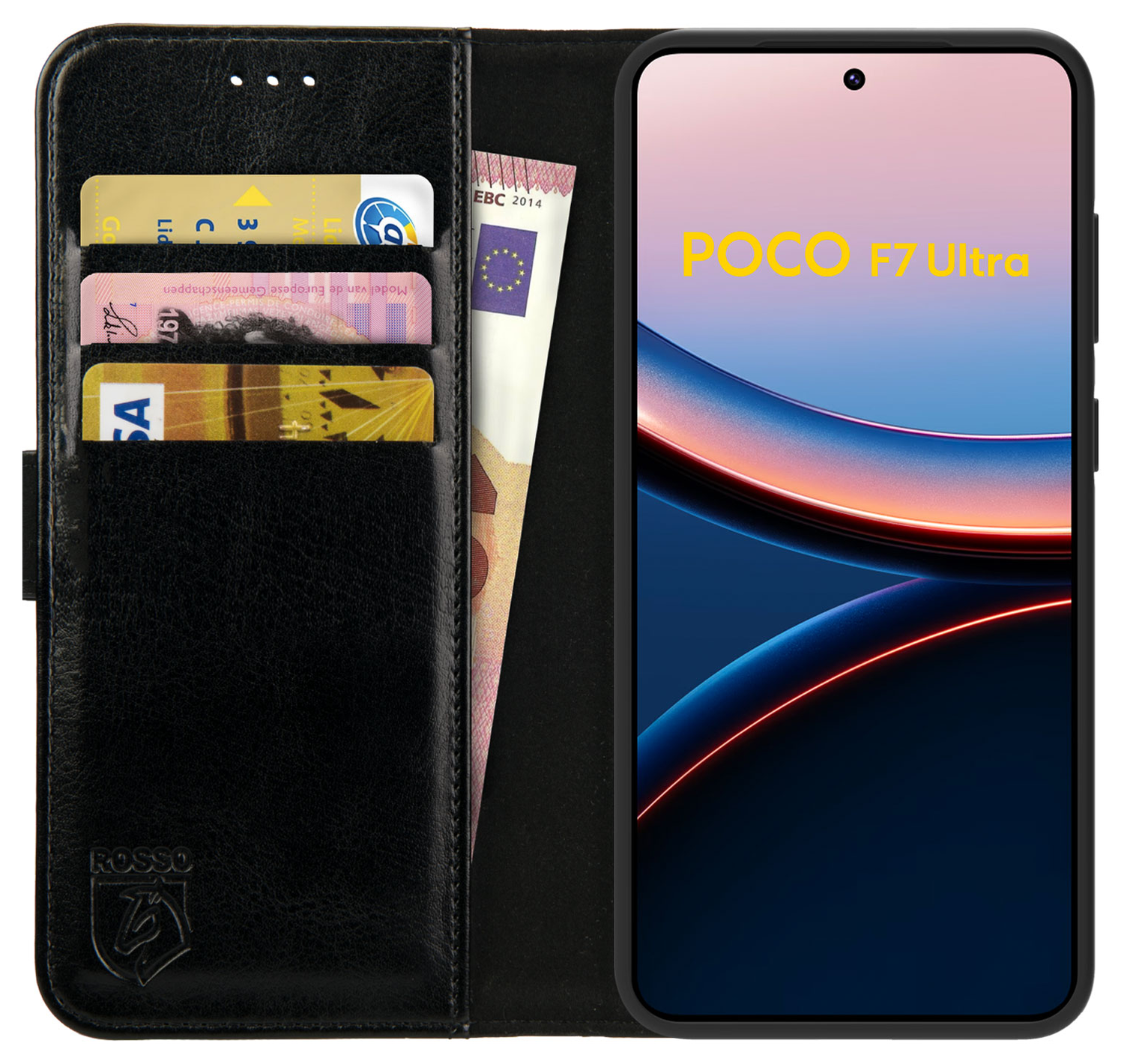 Rosso Element Xiaomi Poco F7 Ultra Hoesje Book Case Wallet Zwart afbeelding 1