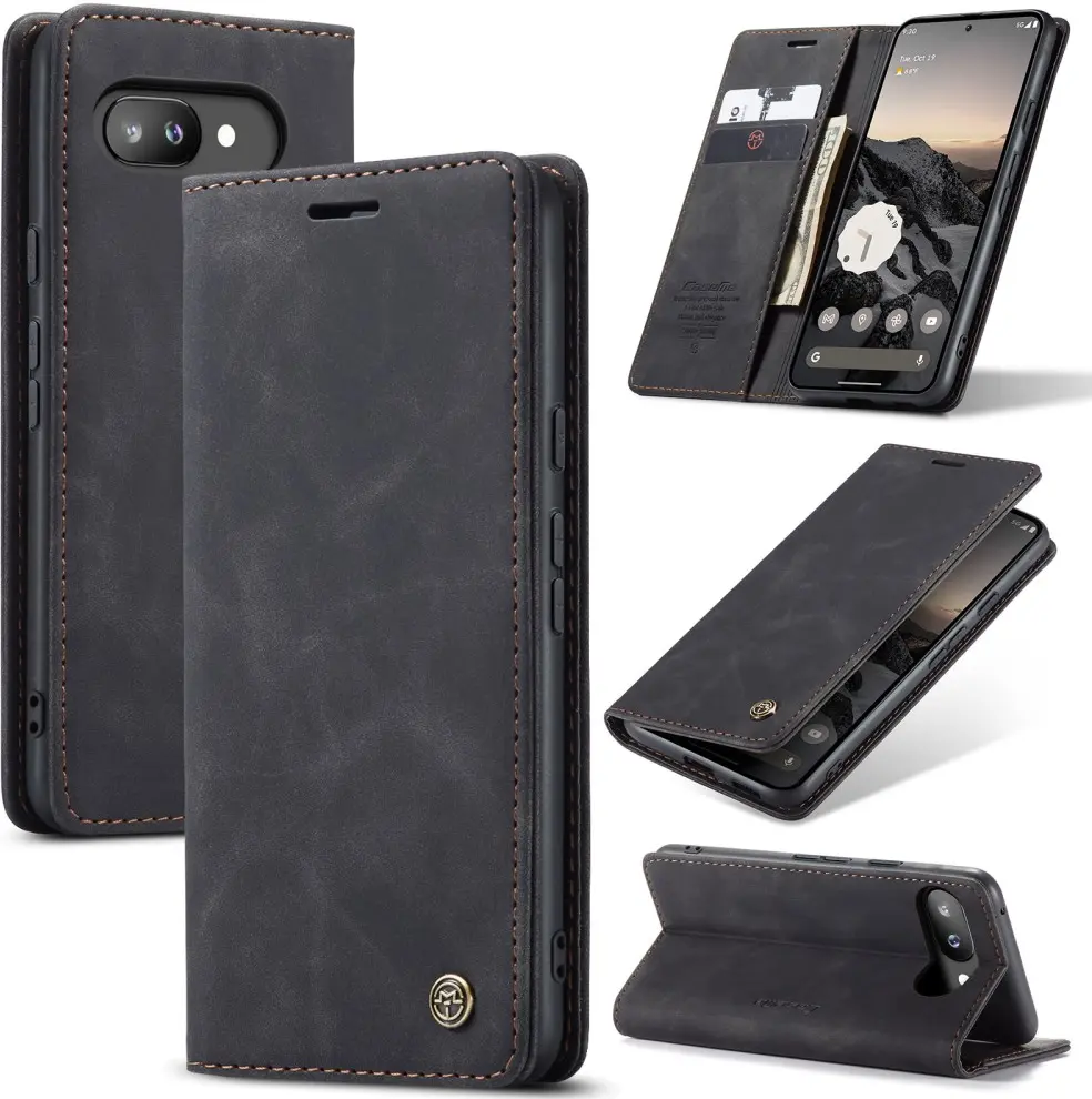 CaseMe 013 Google Pixel 9a Hoesje Book Case met Standaard Zwart afbeelding 2