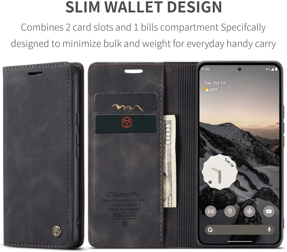 CaseMe 013 Google Pixel 9a Hoesje Book Case met Standaard Zwart afbeelding 8