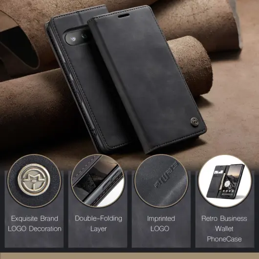 CaseMe 013 Google Pixel 9a Hoesje Book Case met Standaard Zwart afbeelding 6