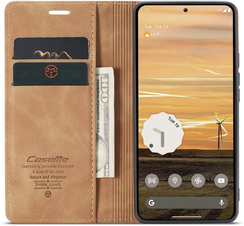 CaseMe 013 Google Pixel 9a Hoesje Book Case met Standaard Bruin afbeelding 1