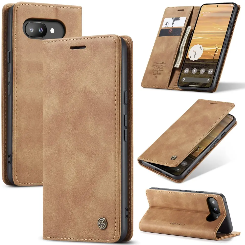 CaseMe 013 Google Pixel 9a Hoesje Book Case met Standaard Bruin afbeelding 2
