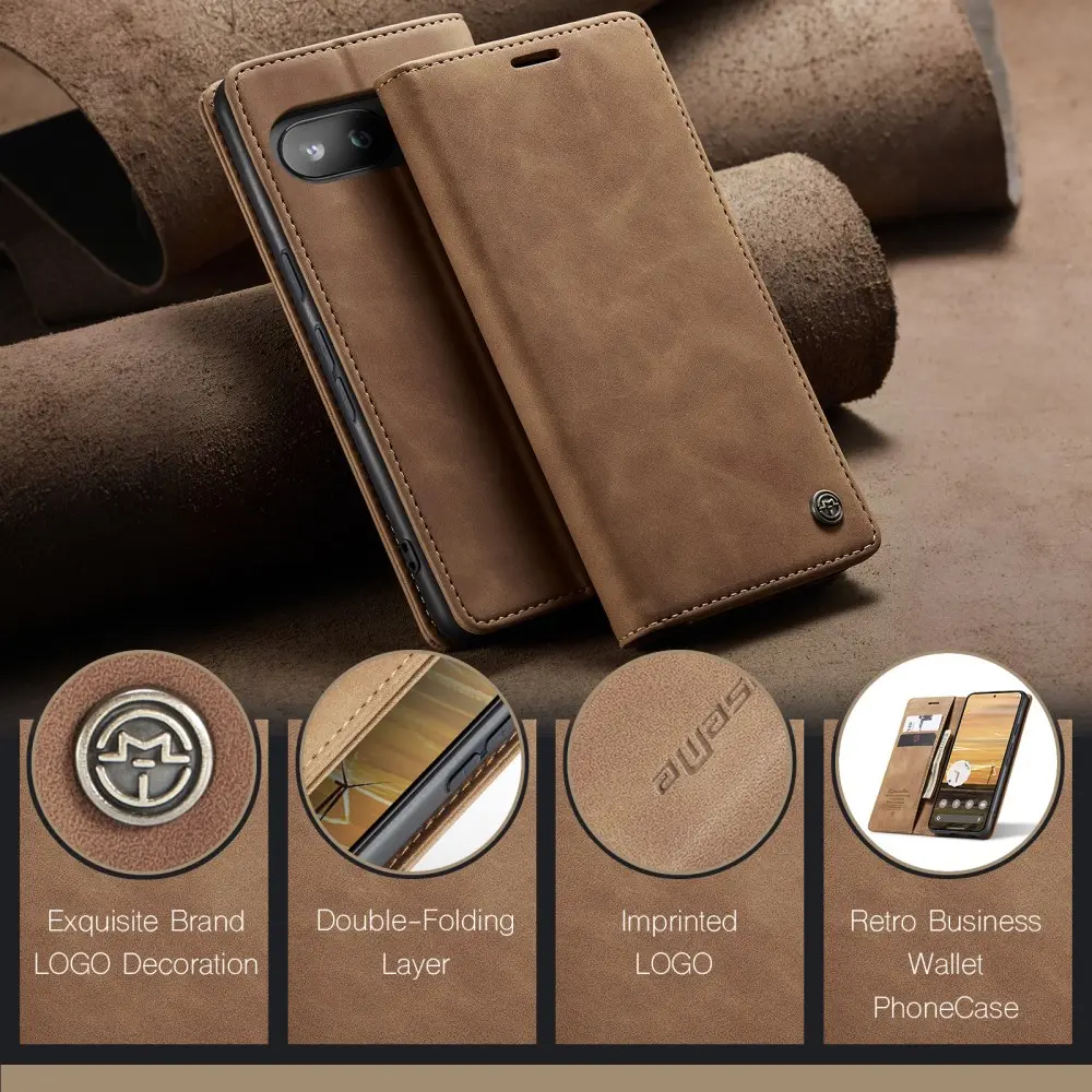 CaseMe 013 Google Pixel 9a Hoesje Book Case met Standaard Bruin afbeelding 6