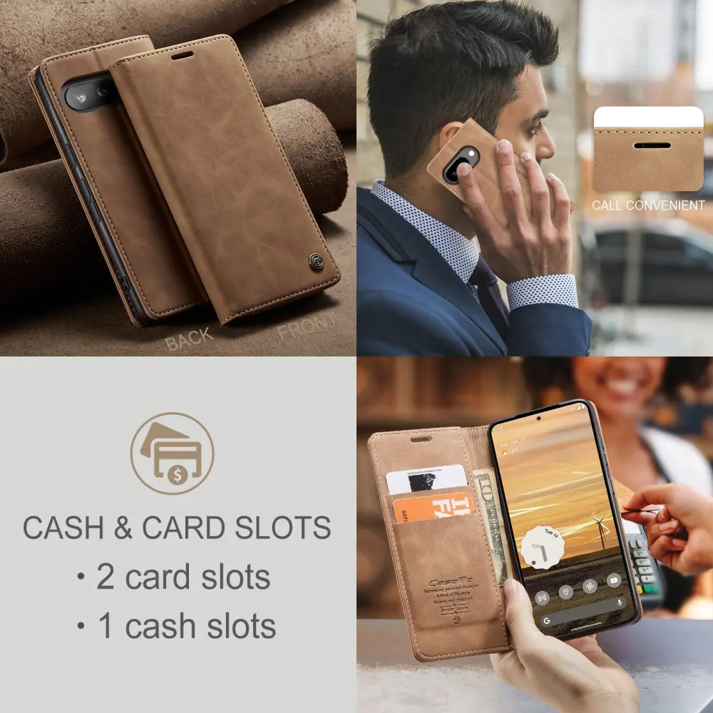 CaseMe 013 Google Pixel 9a Hoesje Book Case met Standaard Bruin afbeelding 7