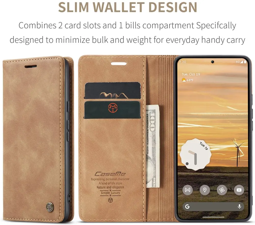CaseMe 013 Google Pixel 9a Hoesje Book Case met Standaard Bruin afbeelding 8