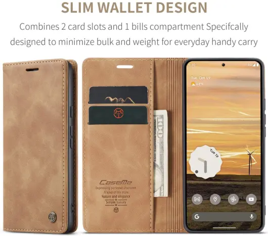 CaseMe 013 Google Pixel 9a Hoesje Book Case met Standaard Bruin afbeelding 8