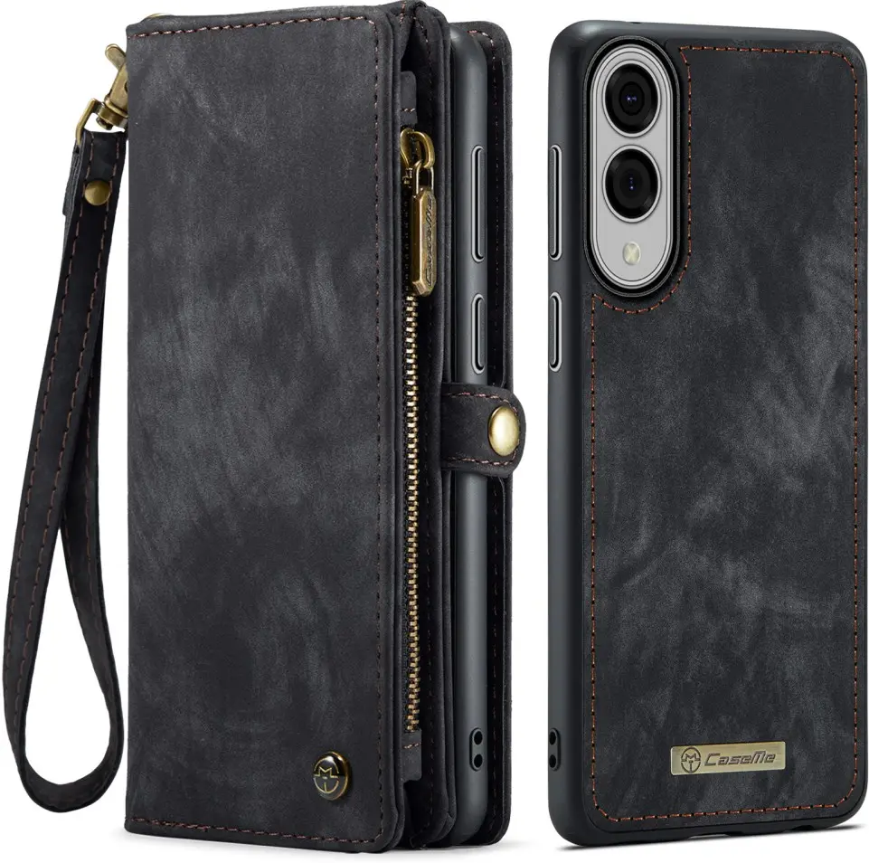 CaseMe 008 Samsung Galaxy S25 Edge Hoesje 2-in-1 Book Case en Back Cover Zwart afbeelding 1
