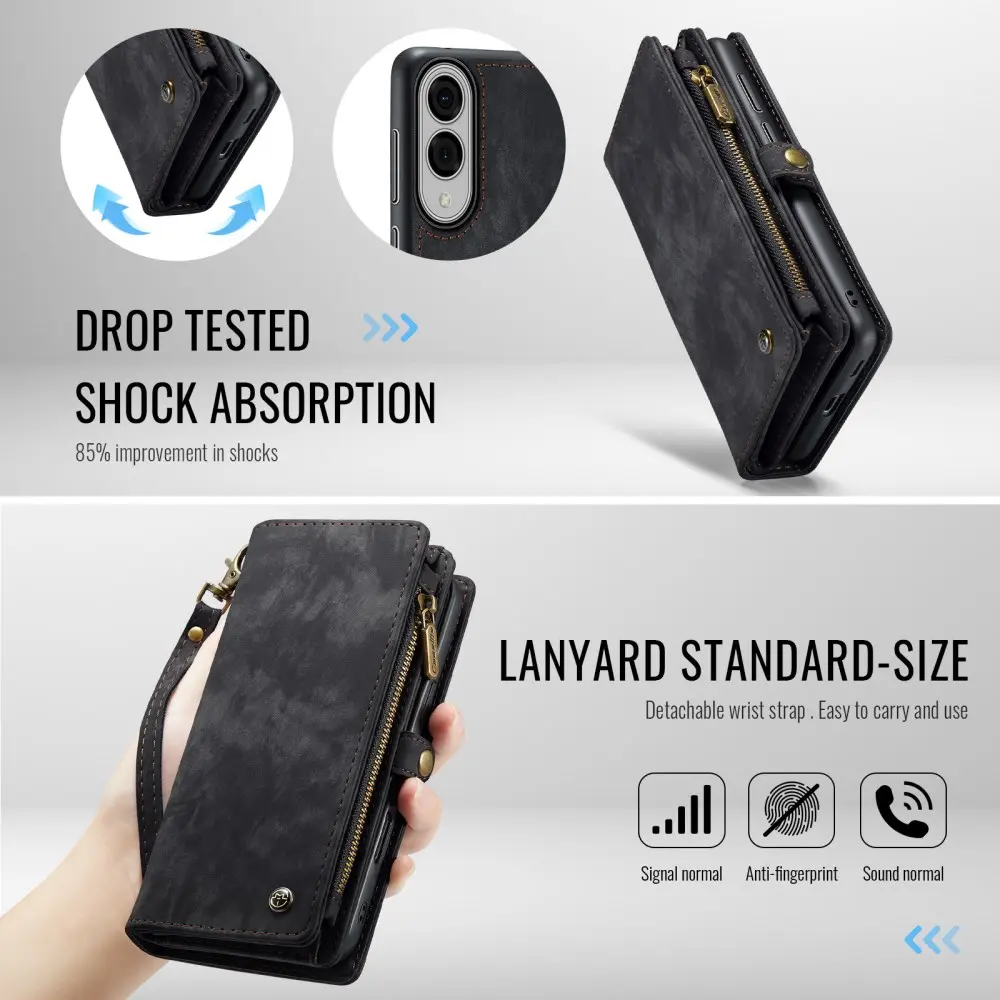 CaseMe 008 Samsung Galaxy S25 Edge Hoesje 2-in-1 Book Case en Back Cover Zwart afbeelding 8