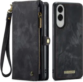 CaseMe 008 Samsung Galaxy S25 Edge Hoesje 2-in-1 Book Case en Back Cover Zwart afbeelding