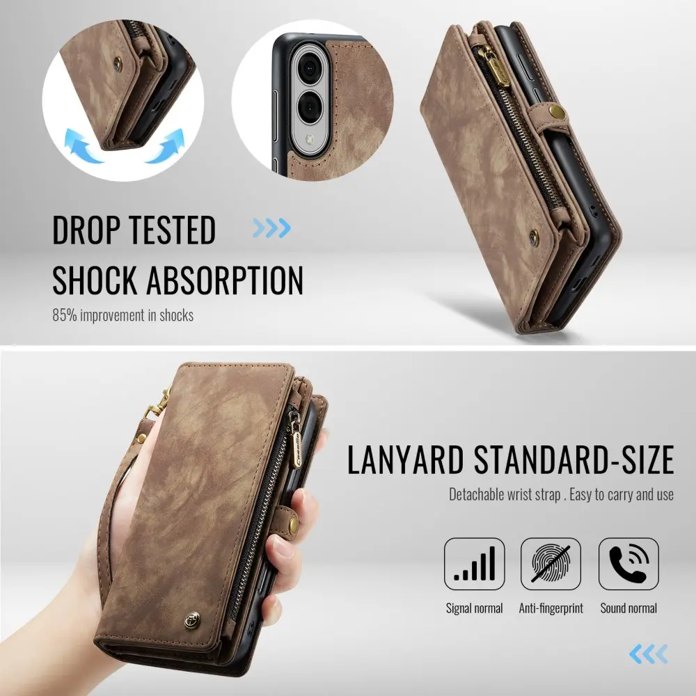 CaseMe 008 Samsung Galaxy S25 Edge Hoesje 2-in-1 Book Case en Back Cover Bruin afbeelding 7