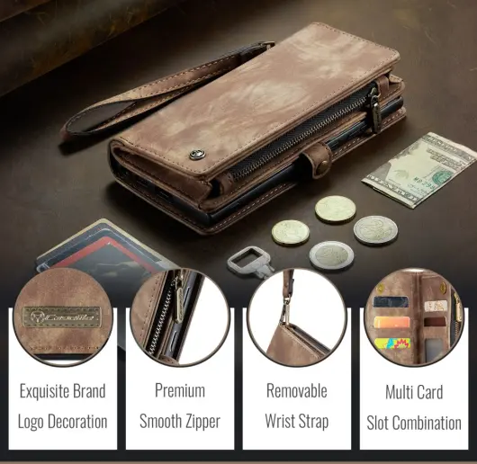 CaseMe 008 Samsung Galaxy S25 Edge Hoesje 2-in-1 Book Case en Back Cover Bruin afbeelding 9