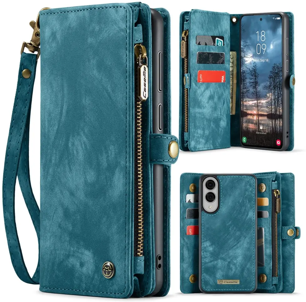 CaseMe 008 Samsung Galaxy S25 Edge Hoesje 2-in-1 Book Case en Back Cover Blauw afbeelding 2