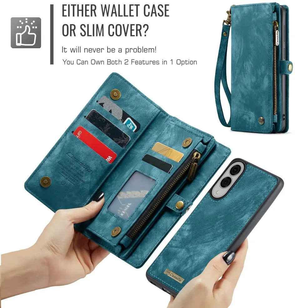 CaseMe 008 Samsung Galaxy S25 Edge Hoesje 2-in-1 Book Case en Back Cover Blauw afbeelding 4