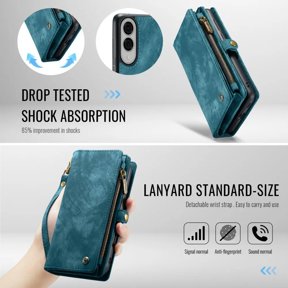 CaseMe 008 Samsung Galaxy S25 Edge Hoesje 2-in-1 Book Case en Back Cover Blauw afbeelding 7