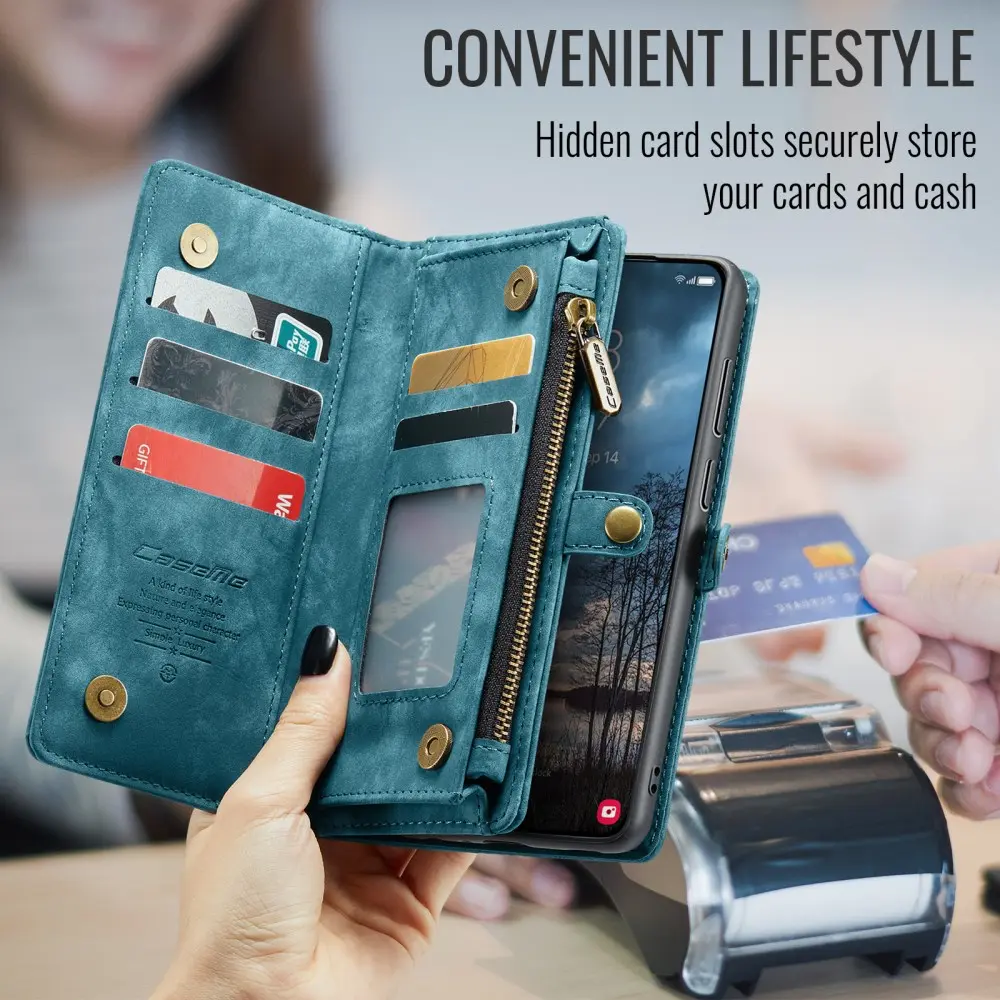 CaseMe 008 Samsung Galaxy S25 Edge Hoesje 2-in-1 Book Case en Back Cover Blauw afbeelding 8