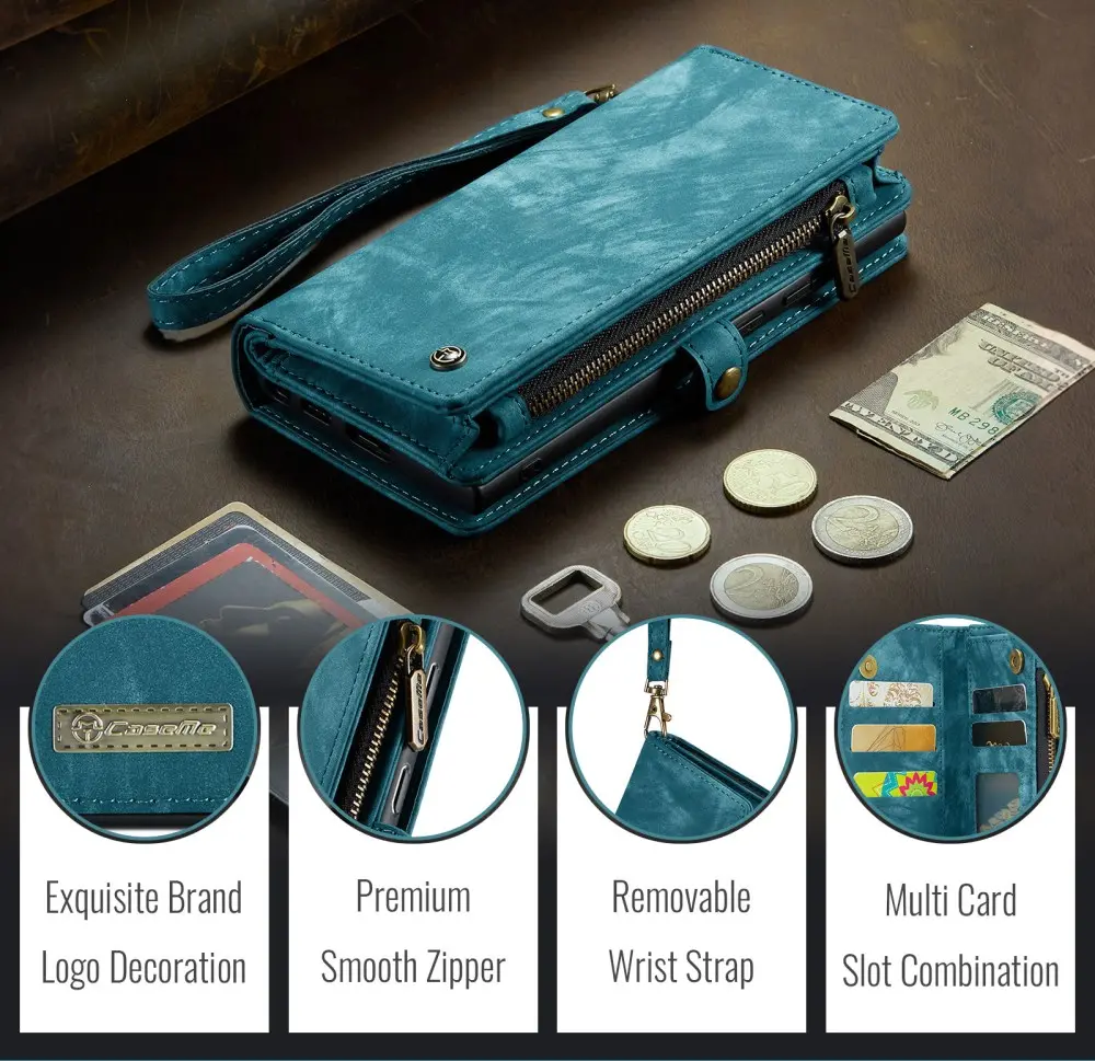 CaseMe 008 Samsung Galaxy S25 Edge Hoesje 2-in-1 Book Case en Back Cover Blauw afbeelding 9