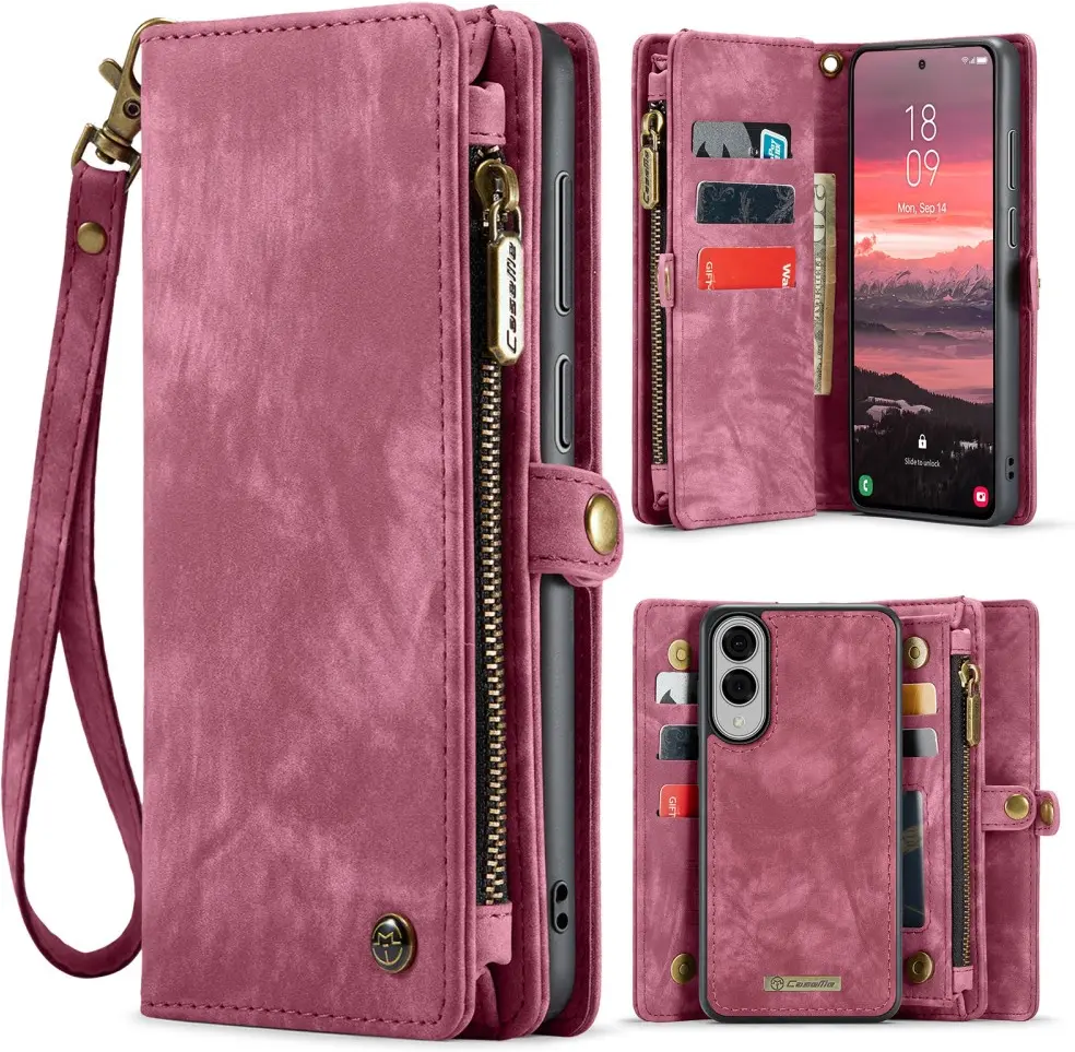 CaseMe 008 Samsung Galaxy S25 Edge Hoesje 2-in-1 Book Case en Back Cover Rood afbeelding 2