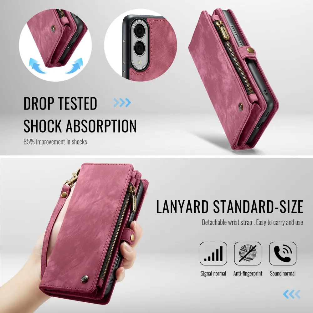 CaseMe 008 Samsung Galaxy S25 Edge Hoesje 2-in-1 Book Case en Back Cover Rood afbeelding 7