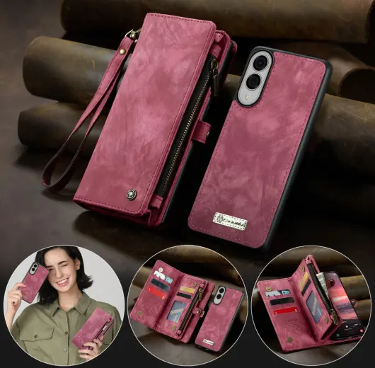 CaseMe 008 Samsung Galaxy S25 Edge Hoesje 2-in-1 Book Case en Back Cover Rood afbeelding 6