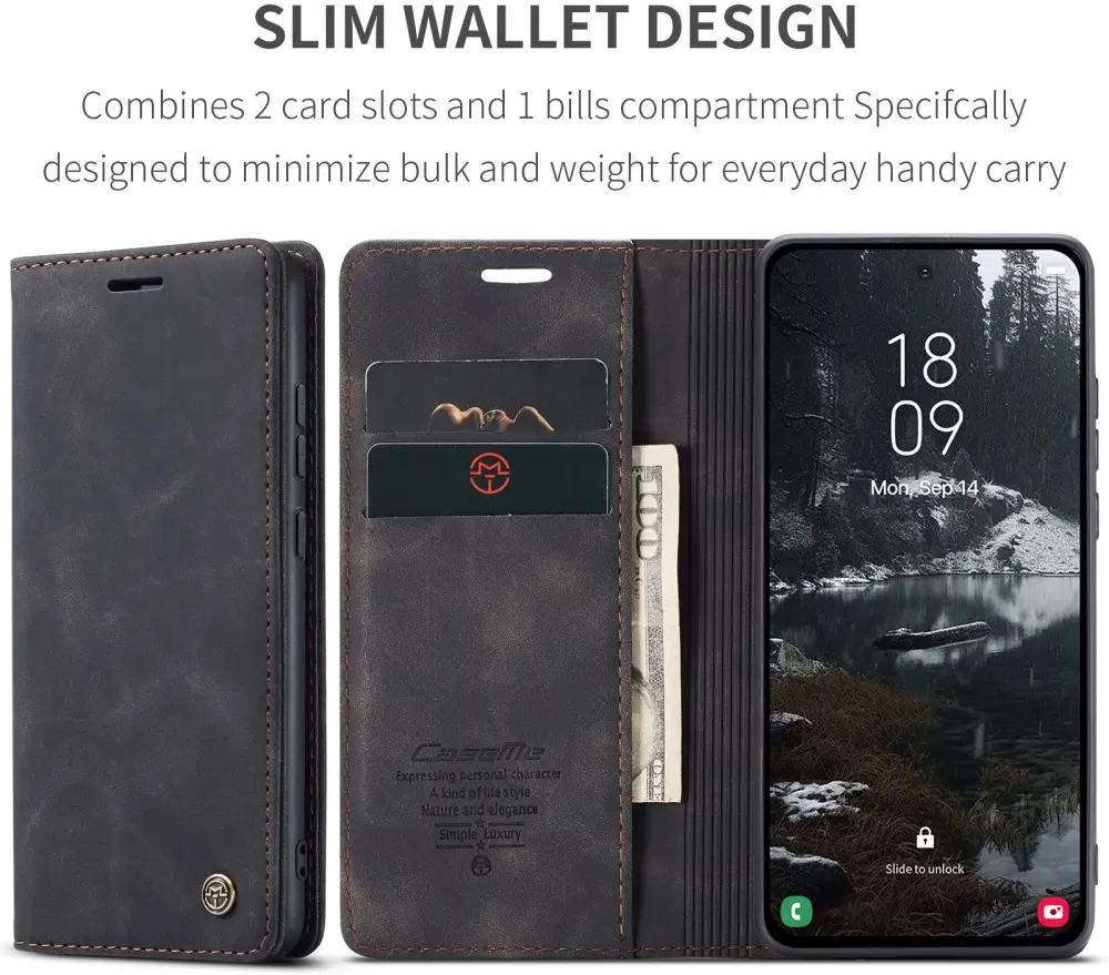 CaseMe 013 Samsung Galaxy S25 Edge Hoesje Book Case met Standaard Zwart afbeelding 9