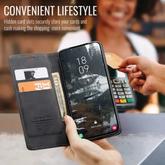 CaseMe 013 Samsung Galaxy S25 Edge Hoesje Book Case met Standaard Zwart afbeelding 3