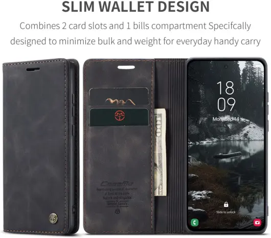 CaseMe 013 Samsung Galaxy S25 Edge Hoesje Book Case met Standaard Zwart afbeelding 9