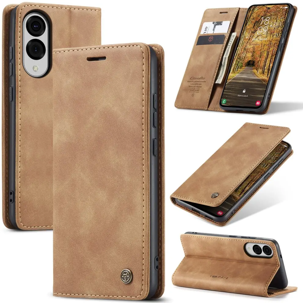 CaseMe 013 Samsung Galaxy S25 Edge Hoesje Book Case met Standaard Bruin afbeelding 2