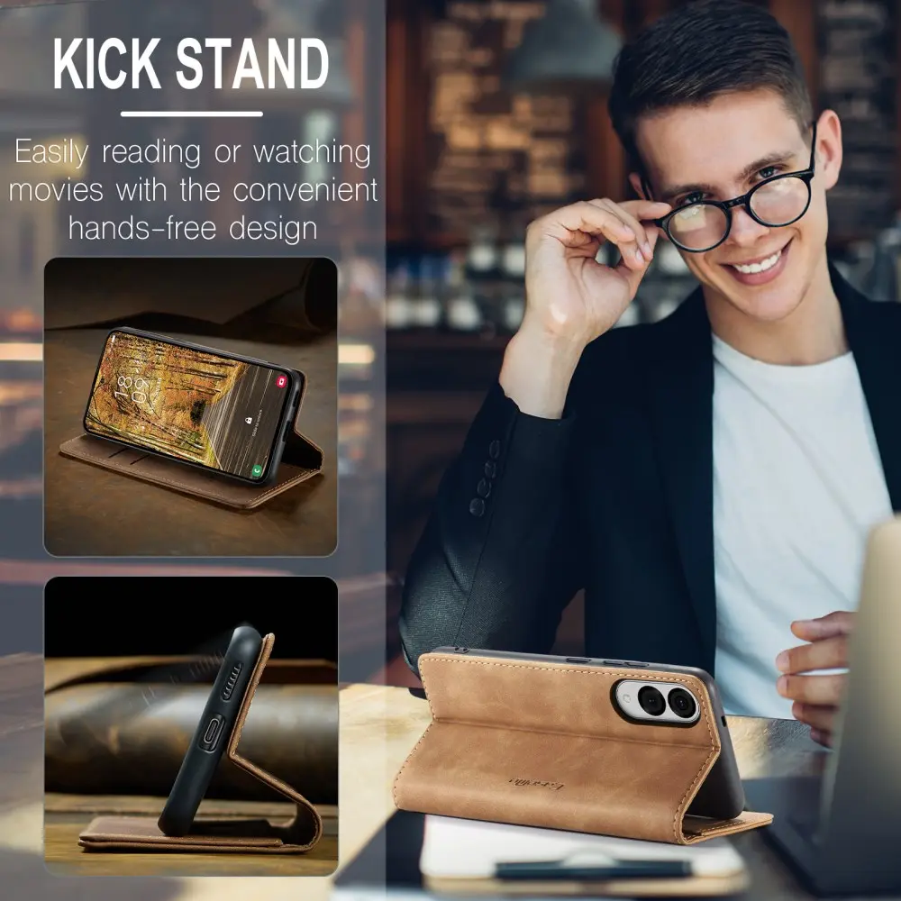 CaseMe 013 Samsung Galaxy S25 Edge Hoesje Book Case met Standaard Bruin afbeelding 6