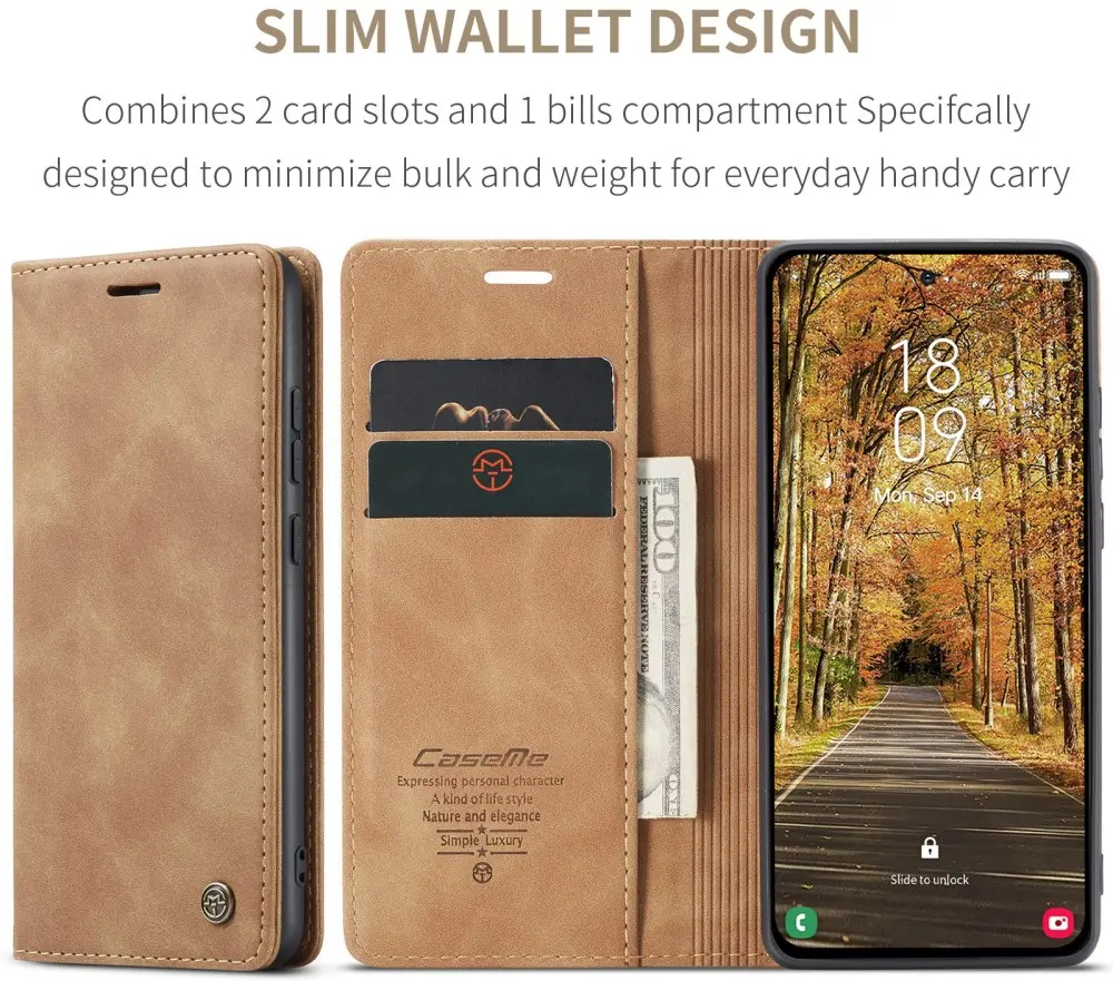 CaseMe 013 Samsung Galaxy S25 Edge Hoesje Book Case met Standaard Bruin afbeelding 9