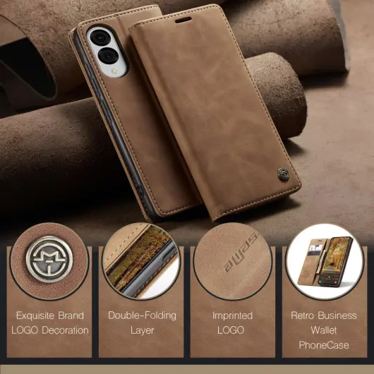 CaseMe 013 Samsung Galaxy S25 Edge Hoesje Book Case met Standaard Bruin afbeelding 11