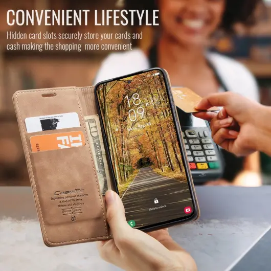CaseMe 013 Samsung Galaxy S25 Edge Hoesje Book Case met Standaard Bruin afbeelding 3