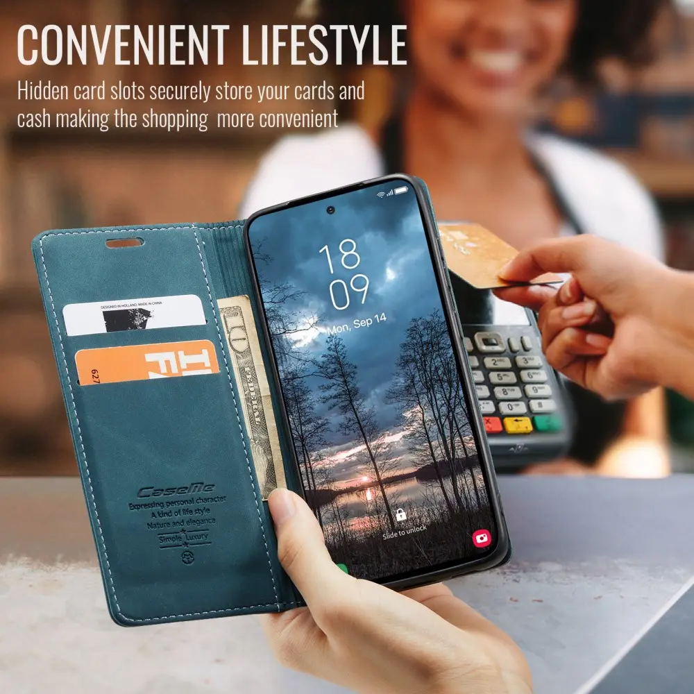 CaseMe 013 Samsung Galaxy S25 Edge Hoesje Book Case met Standaard Blauw afbeelding 3