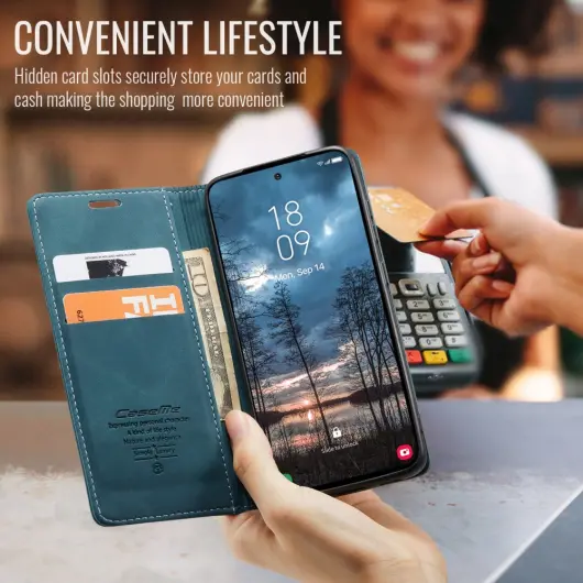 CaseMe 013 Samsung Galaxy S25 Edge Hoesje Book Case met Standaard Blauw afbeelding 3