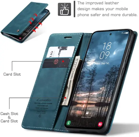 CaseMe 013 Samsung Galaxy S25 Edge Hoesje Book Case met Standaard Blauw afbeelding 5