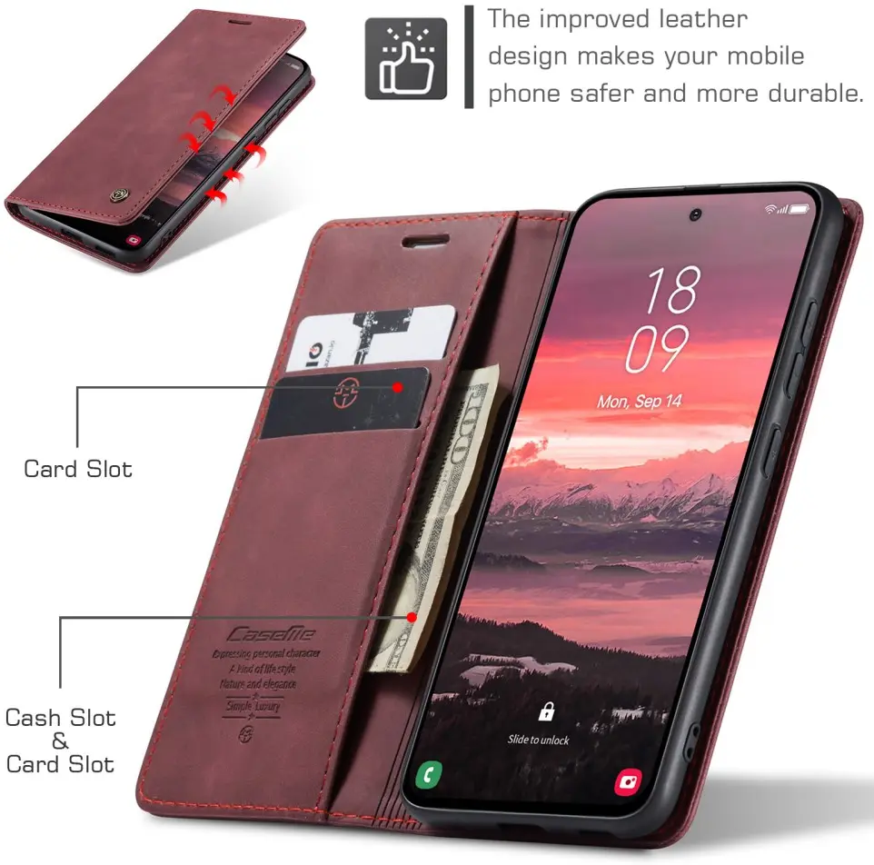 CaseMe 013 Samsung Galaxy S25 Edge Hoesje Book Case met Standaard Rood afbeelding 5