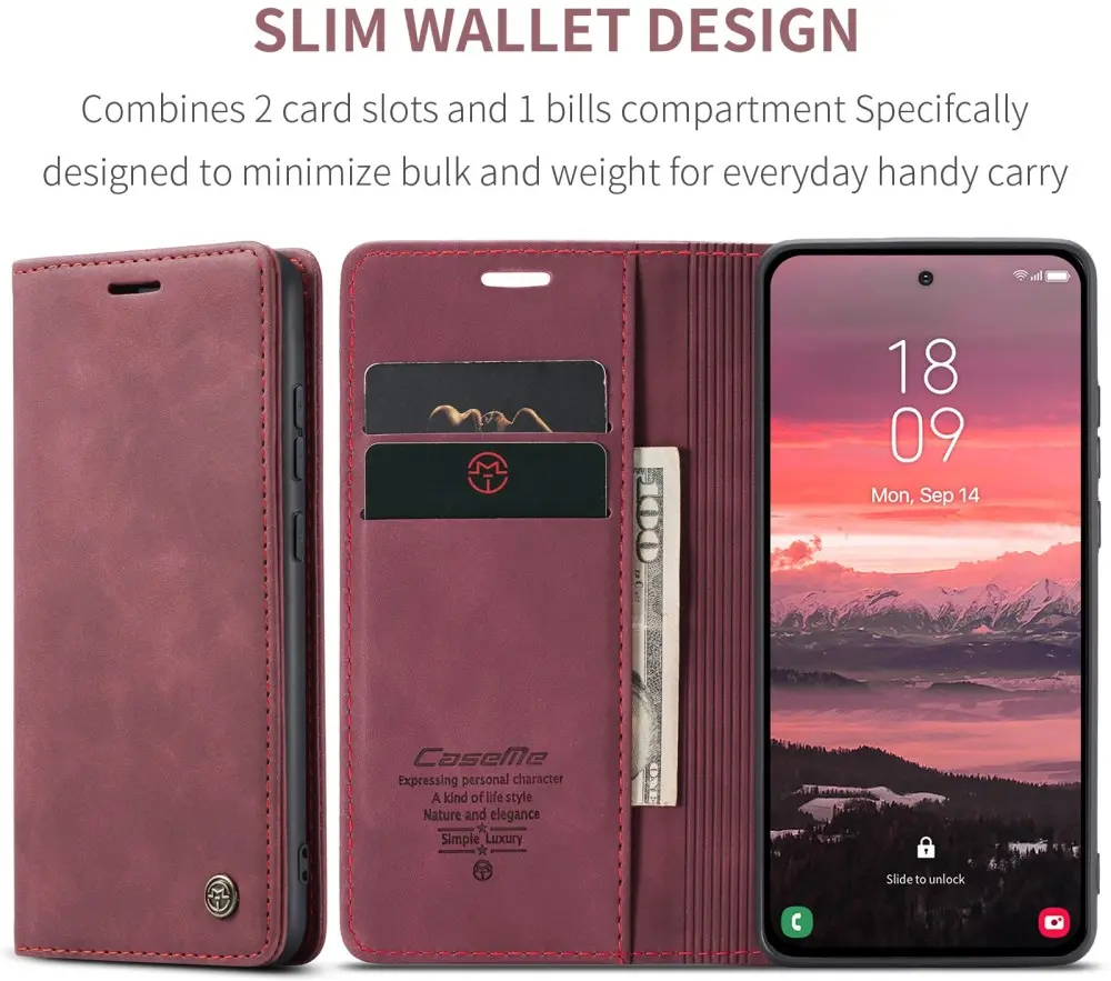 CaseMe 013 Samsung Galaxy S25 Edge Hoesje Book Case met Standaard Rood afbeelding 9