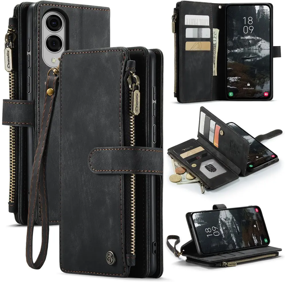 CaseMe C30 Samsung Galaxy S25 Edge Hoesje Pasjeshouder Book Case Zwart afbeelding 2