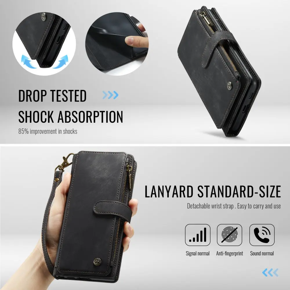 CaseMe C30 Samsung Galaxy S25 Edge Hoesje Pasjeshouder Book Case Zwart afbeelding 9
