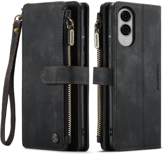 CaseMe C30 Samsung Galaxy S25 Edge Hoesje Pasjeshouder Book Case Zwart afbeelding 1