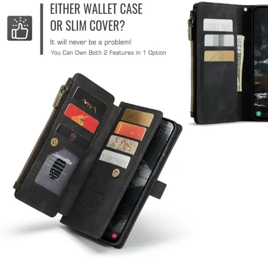 CaseMe C30 Samsung Galaxy S25 Edge Hoesje Pasjeshouder Book Case Zwart afbeelding 4